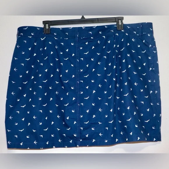 St Johns Bay NWT Skort Womens Plus Size 24W Navy Blue Bird Print 2 Side Pockets - Picture 3 of 6